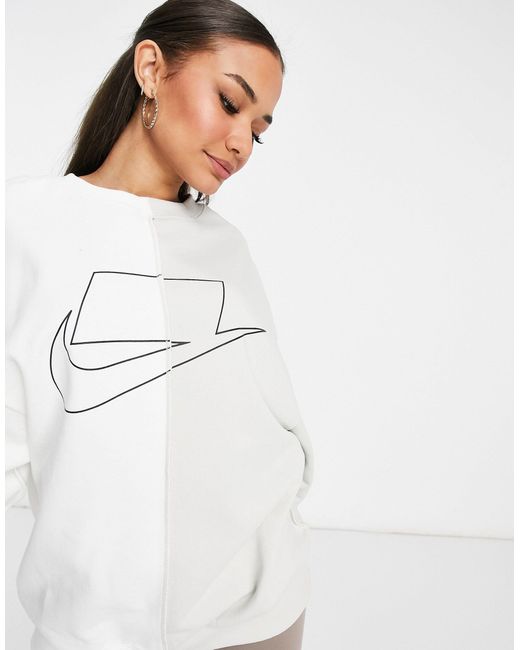 Nike 2-tone Oversized Zip-back Sweatshirt in Beige (Natural) | Lyst