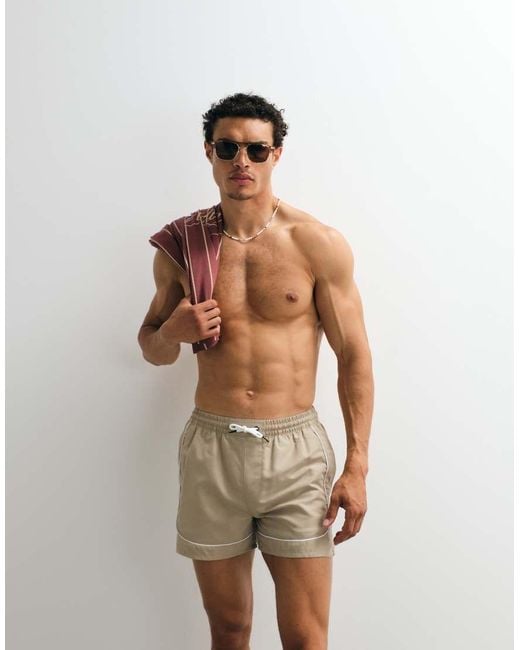 Aray Brown Swimshorts With Contrast Trim for men