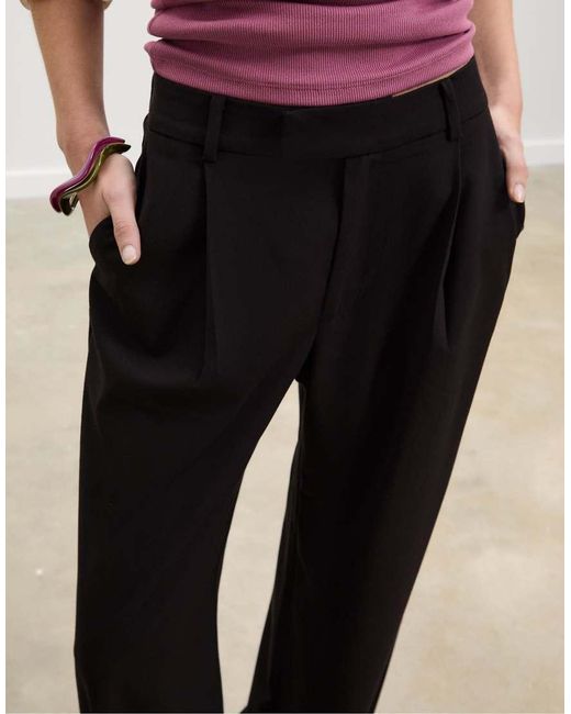 Stradivarius Black Wide-leg Formal Wear Trousers