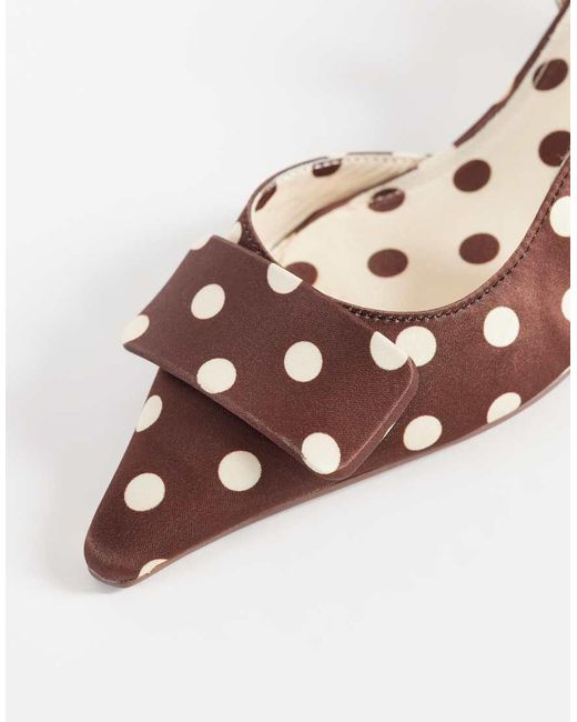 River Island Natural Polkadot Slingback Heels