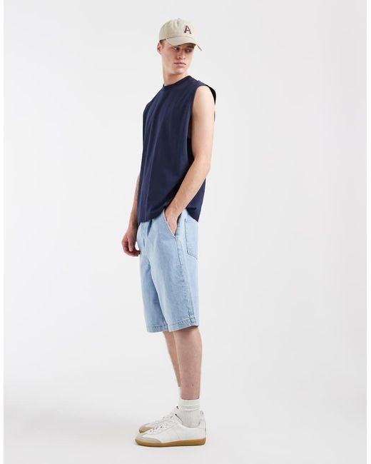 ASOS Blue Loose Denim Jorts for men