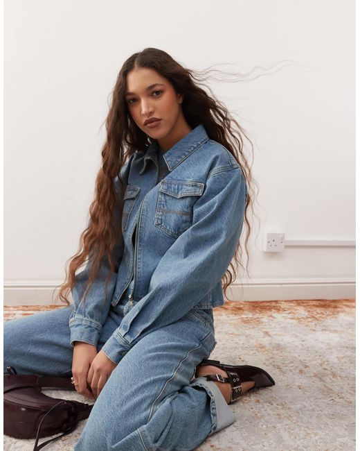 Collusion Blue Fitted Jacket Co-ord