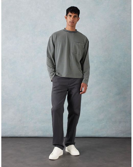 ASOS Gray Heavyweight Boxy Oversized Long Sleeve T-shirt With Pocket Detail for men