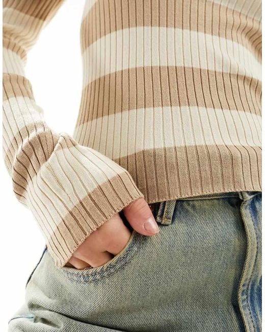 Jdy Natural Ribbed Long Sleeve Top