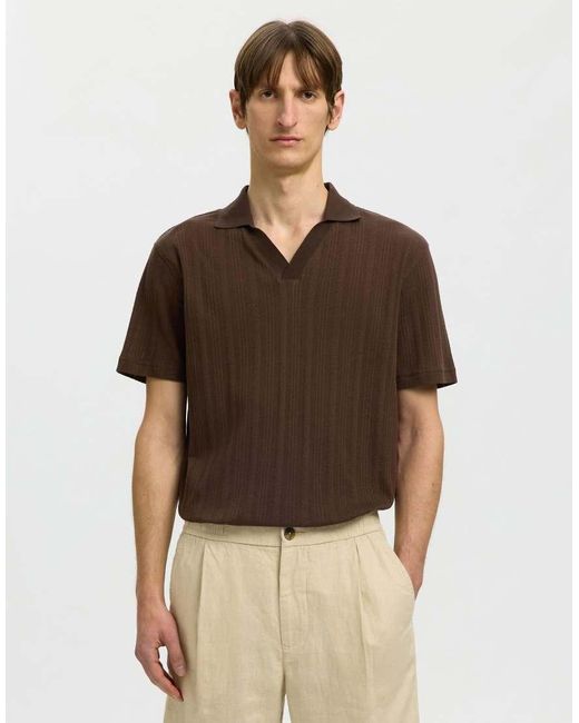 SELECTED Poloshirt in het Brown voor heren