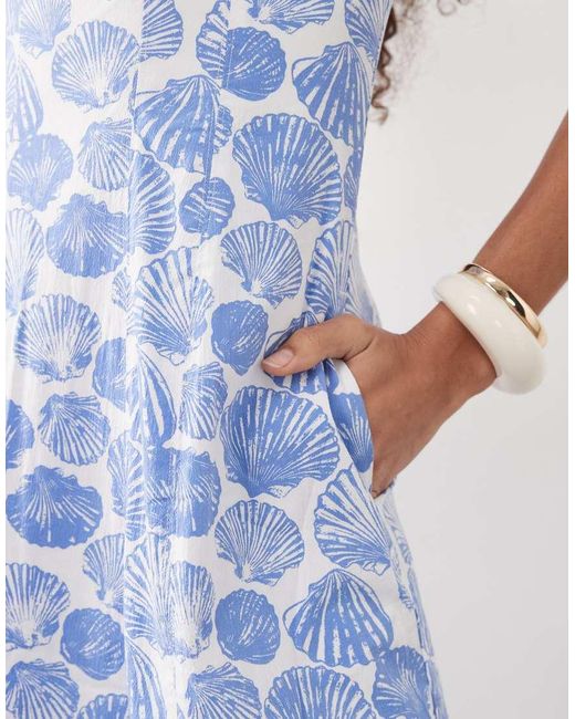 Abercrombie & Fitch Blue Sleeveless Midi Dress With Godet Hem