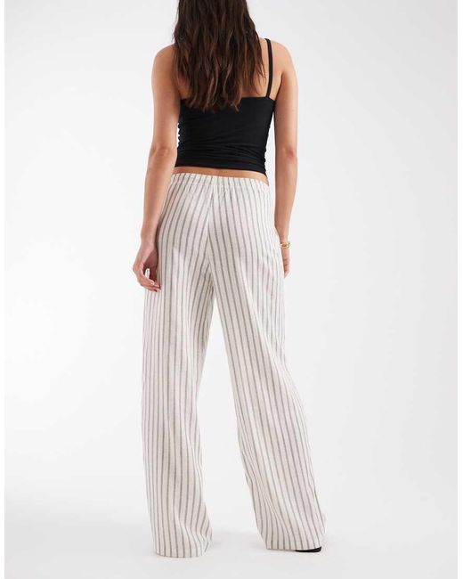 Vero Moda White Linen Touch Wide Leg Pants With Drawstring Waist