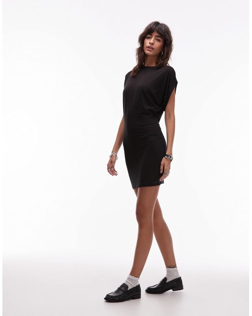 ASOS Black Slash Neck Batwing Mini Dress