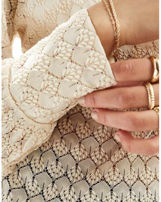 Jdy White Long Sleeve Lace Top