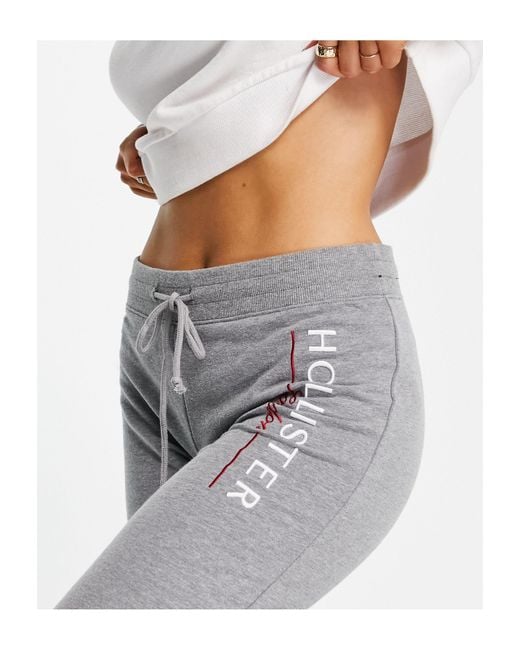 Hollister Straight Leg Logo joggers in Grey