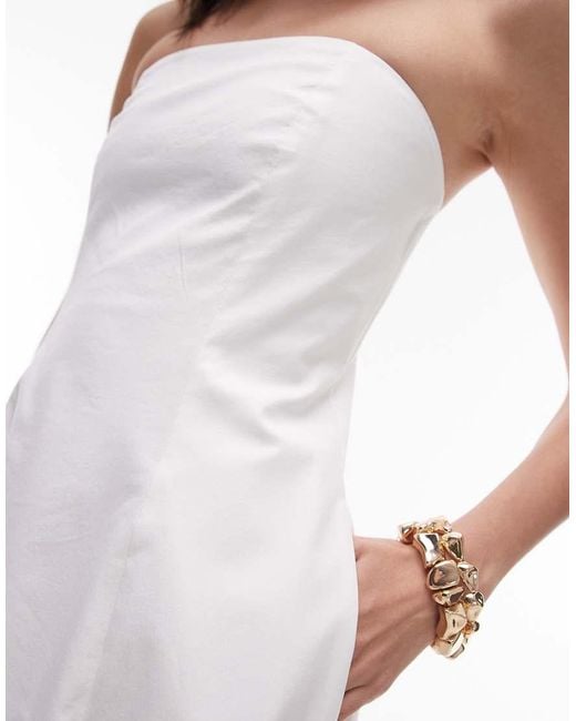 Mango White Baduea Maxi Dress With Soft Puff Hem