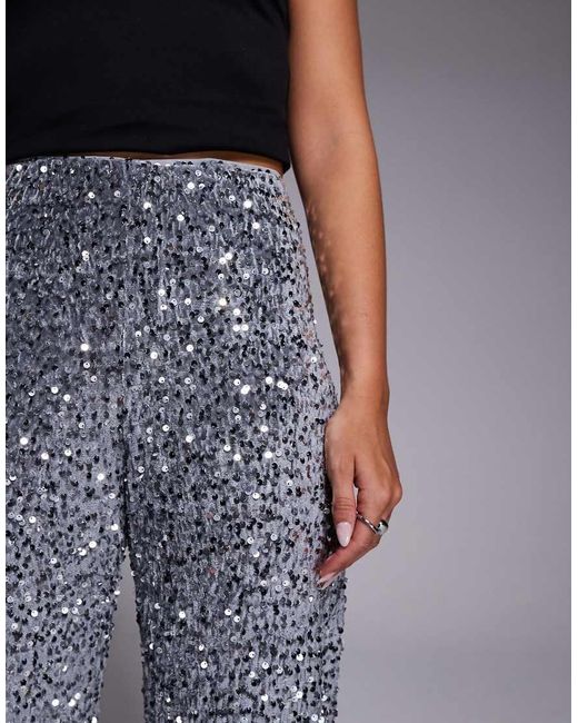 River Island Blue Sequin Pull On Trousers