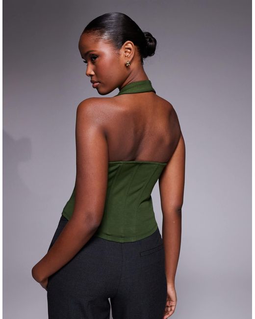 ASOS Green – neckholder-oberteil aus interlock