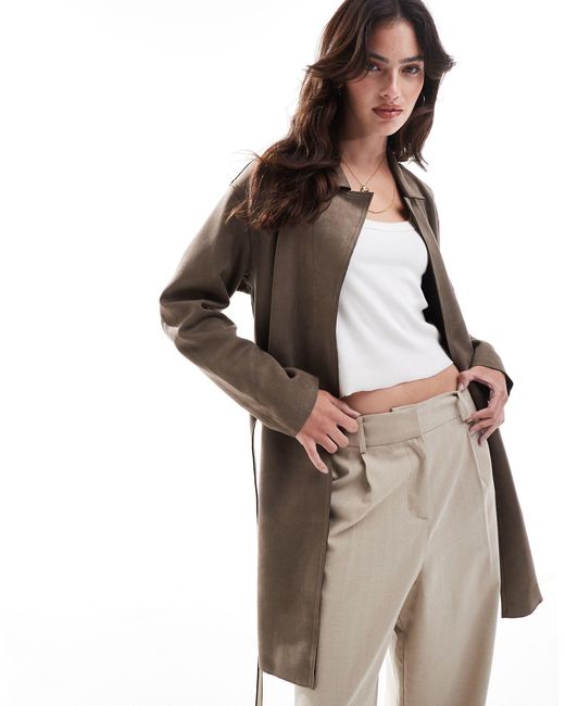 ONLY Brown Wrap Front Belted Coat
