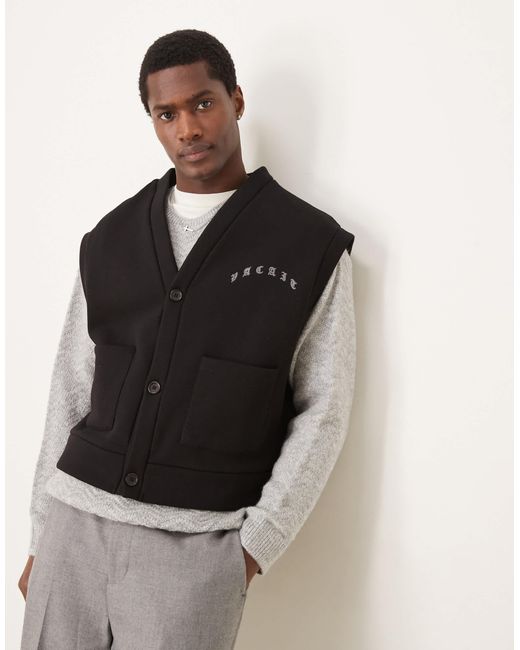 ASOS – ärmellose cropped-strickjacke in Black für Herren