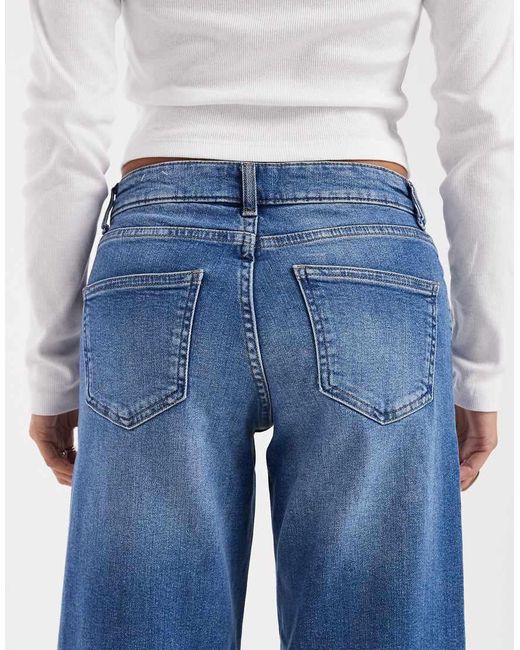 Only Petite Blue Judy Low Rise Wide Leg Jeans
