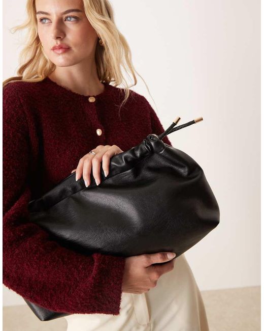 Pochette Nera Con Laccetti Intrecciati E Parte Superiore Arricciata di ASOS in Red