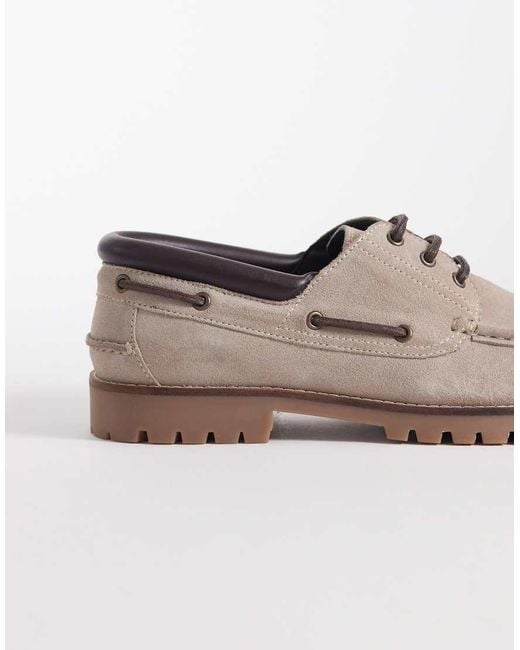 ASOS Natural Boat Shoes With Cleated Sole for men
