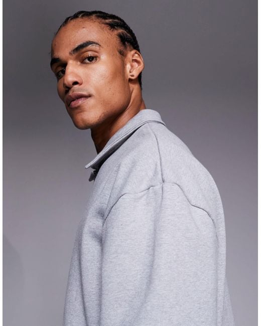 ASOS Gray Oversized Quarter Zip for men