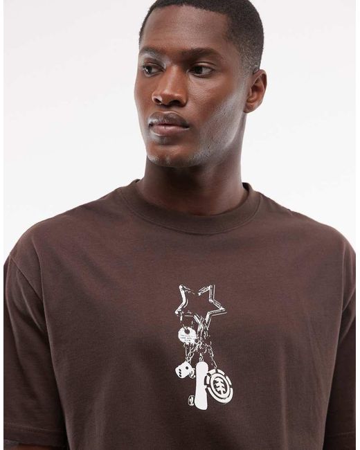 Element Brown Keychain Chest Graphic T-shirt for men
