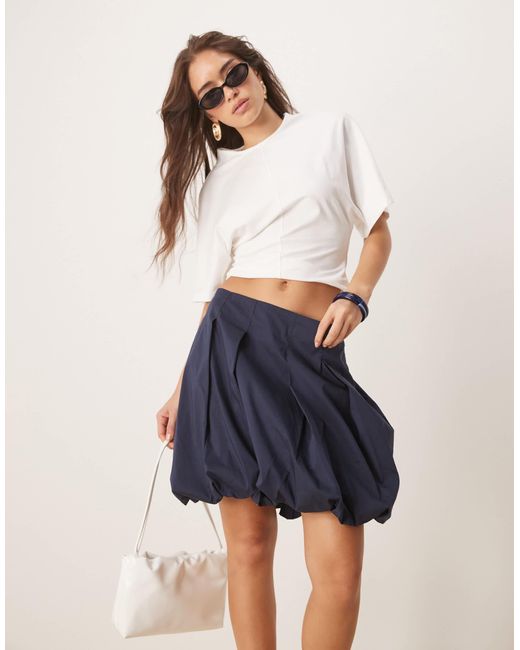 Jdy Blue Bubble Hem Mini Skirt
