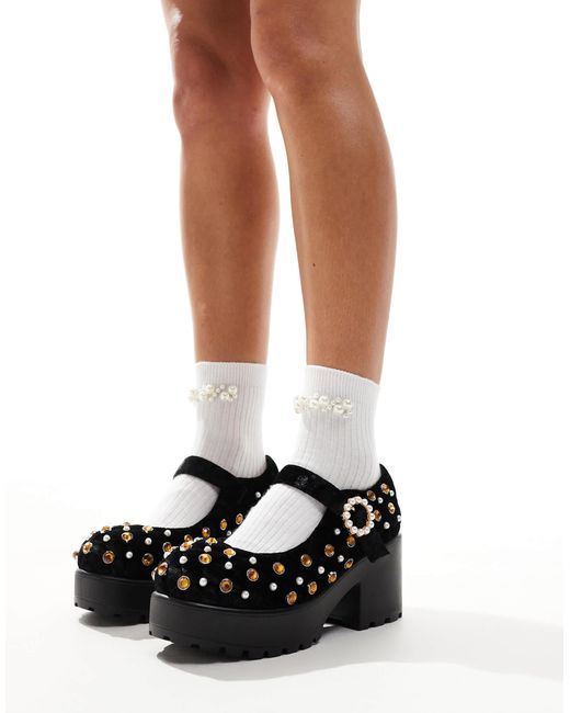 Koi Footwear Black Koi Tira Velvet Mary Janes Regal Temptation Edition Shoes