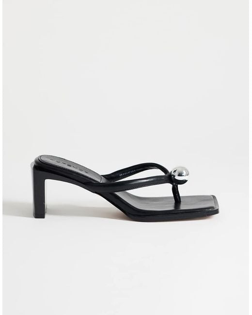 TOPSHOP Brown Nadeem Mid-height Heeled Flip Flops With Hardware