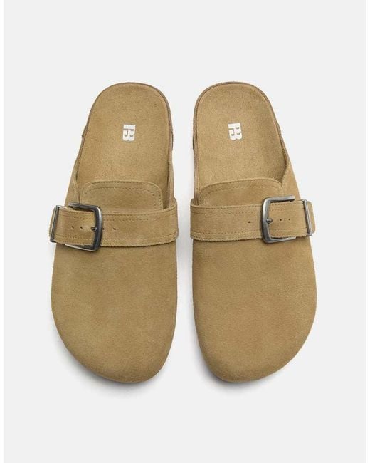 Pull&Bear Multicolor Leather Buckle Clogs