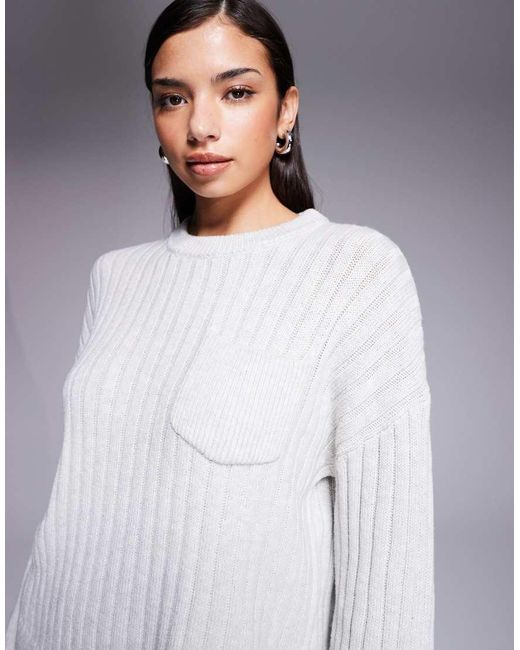 The Frolic Gray Exclusive Cotton Rich Ribbed Knit Pocket Front Sweater