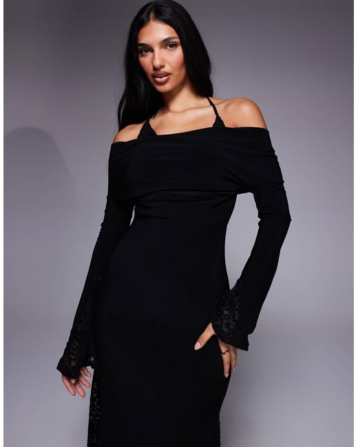 ASOS Women's Blue Bra Detail Long Sleeve Maxi Dress With Lace Inserts -  www.ice4pros.com.br