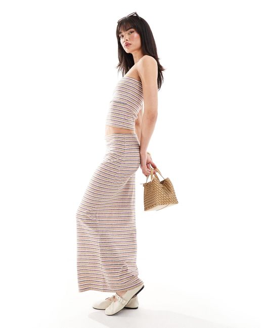 ASOS White Mid Rise Knitted Maxi Skirt Co Ord