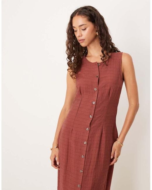 Vila Red Button Front Midi Dress