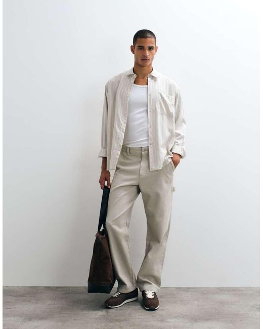 SELECTED White Poplin Long Sleeve Shirt for men