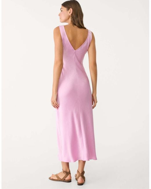 Stradivarius Pink – midikleid aus satin und spitze