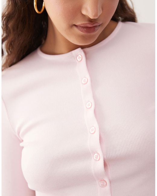 Miss Selfridge Pink – geripptes strickjacke