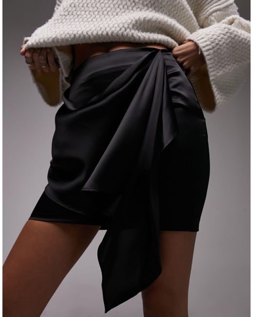Mini-jupe drapée à pampilles TOPSHOP en coloris Gray