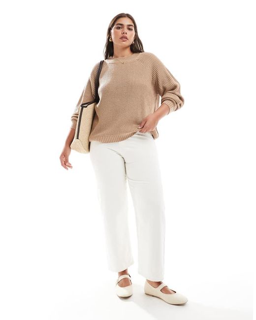 Threadbare Plus Trui Met Ronde Hals in het Brown