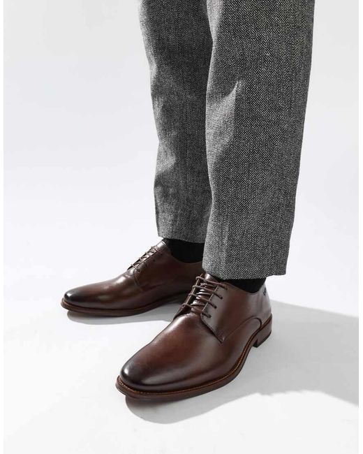 Base London Brown Marley Plain Toe Derby Shoe for men