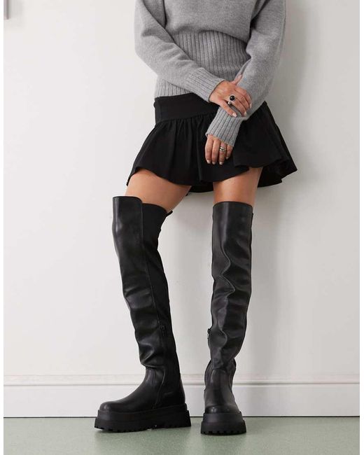 Buffalo Black Pluto Over The Knee Boot