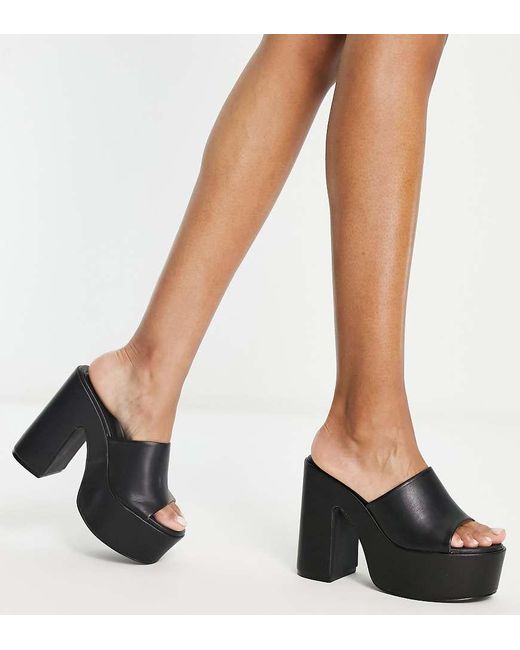 SIMMI Black Simmi London Wide Fit Lala Platform Mule Sandals