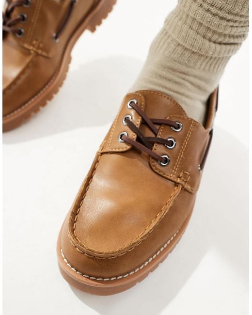 Pull&Bear Brown Boat Shoe for men