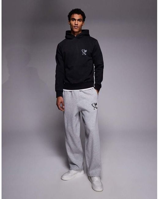 ADPT Blue Oversized Hoodie With Star Logo for men