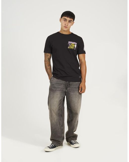 Brave Soul Black Cotton Crew Neck Graphic T-Shirt for men