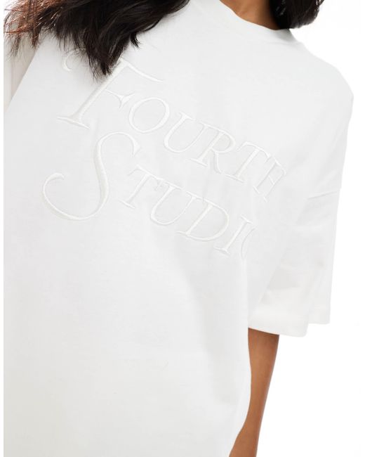4th & Reckless White Embroidered Fourth Studio Logo T-Shirt