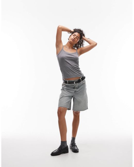 TOPSHOP White Tank Top With Scallop Trim