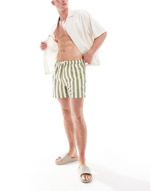 New Look White Tom Striped Swim Shorts for men
