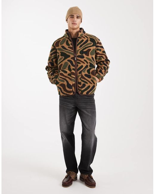 Parlez Multicolor Logo Zip Through All Over Camo Print Fleece for men