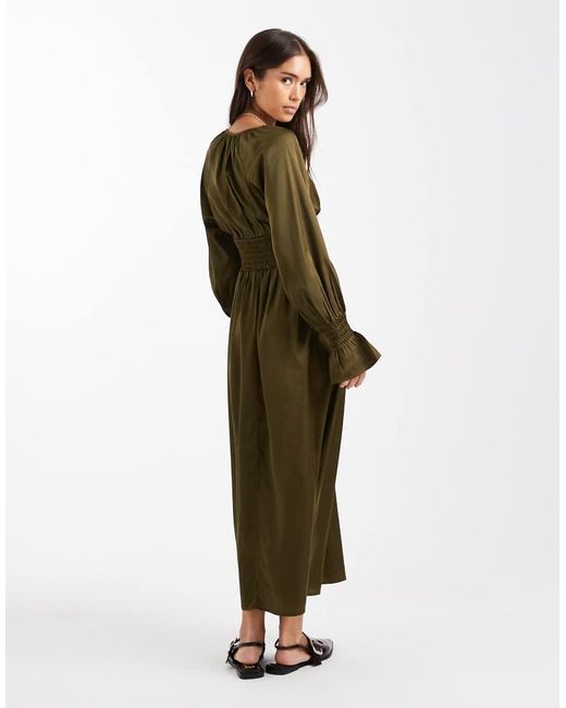 Wednesday's Girl Green Long Sleeve Boho Midaxi Dress