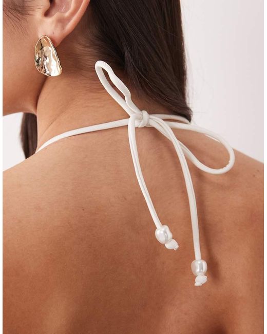 South Beach Natural Triangle Bikini Top With Shell Detail