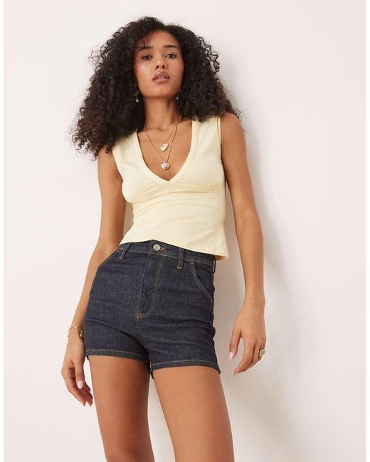 ASOS Blue Denim Super High Stretch High Waisted Short